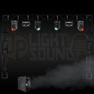 Premium Laser Event Moving Head Light Package with Elation Dartz beams, M7x15 moving head washes, Laserworld projectors, truss, and faze machine – available in Adelaide from JP Light & Sound.