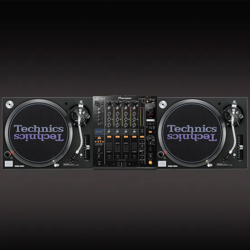 Vinyl DJ Pack #2 - Technics SL-1210MK2 Turntables & Pioneer DJM900NXS Mixer  - JP Light & Sound
