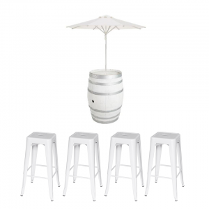 White Wine Barrel, Stools & Umbrella Hire Package
