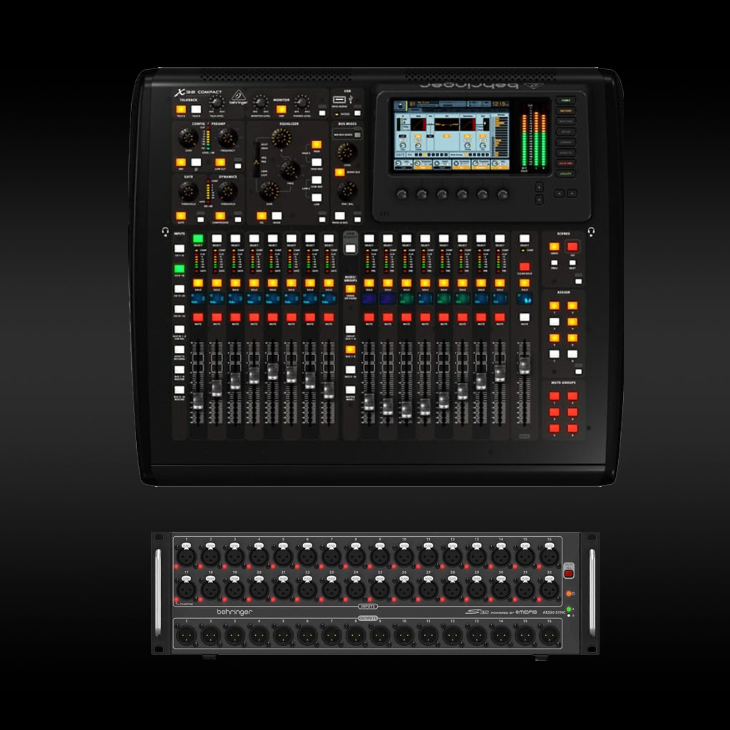 Compact Behringer X32 Digital Mixer and S32 Stage Box Hire