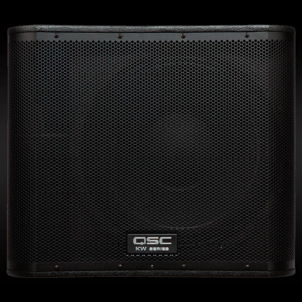 QSC KW181 18 inch 1000W powered subwoofer hire Adelaide high output bass speaker