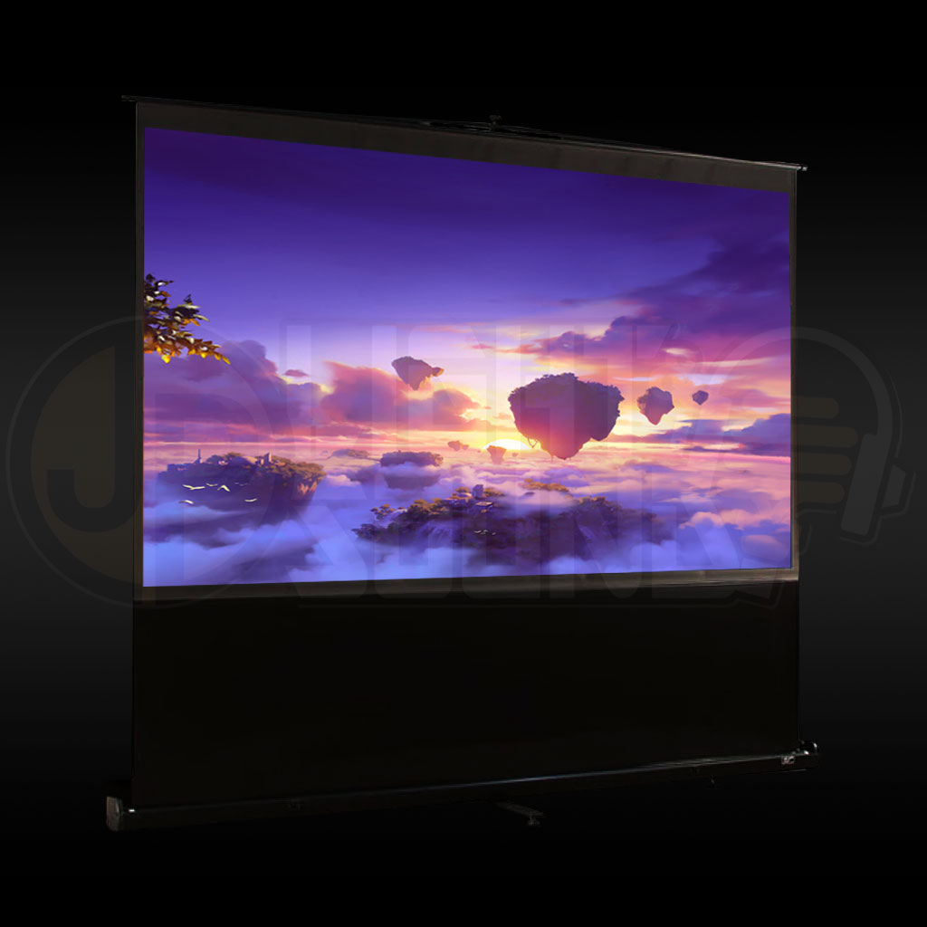 100 inch pull-up projector screen setup available for hire from JP Light & Sound in Adelaide