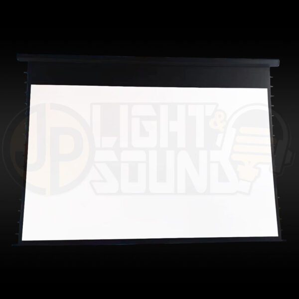 250-inch motorised projector screen with remote control, available for hire from JP Light & Sound in Adelaide