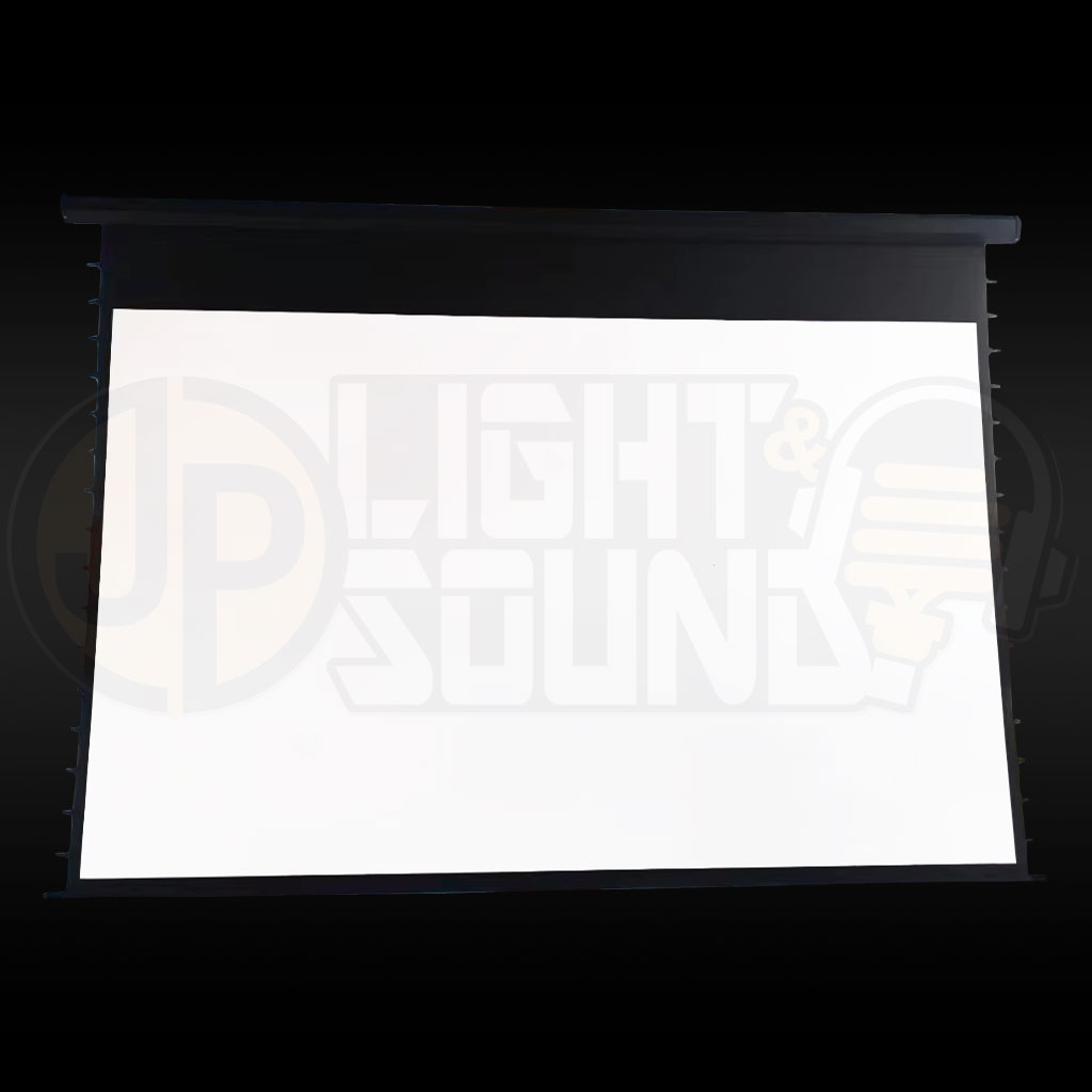 250-inch motorised projector screen with remote control, available for hire from JP Light & Sound in Adelaide