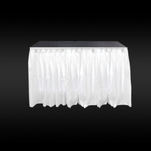 1m 0.5m Stage Table with White Skirt Hire JPLS