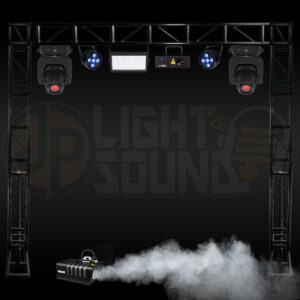 Premium Rave Moving Head Lighting Package with moving heads, strobe, full-colour laser, smoke machine, and truss stand – available for hire in Adelaide from JP Light & Sound.